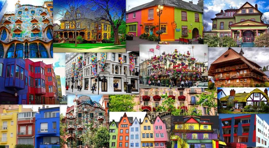 kolorowe domy puzzle online ze zdjęcia