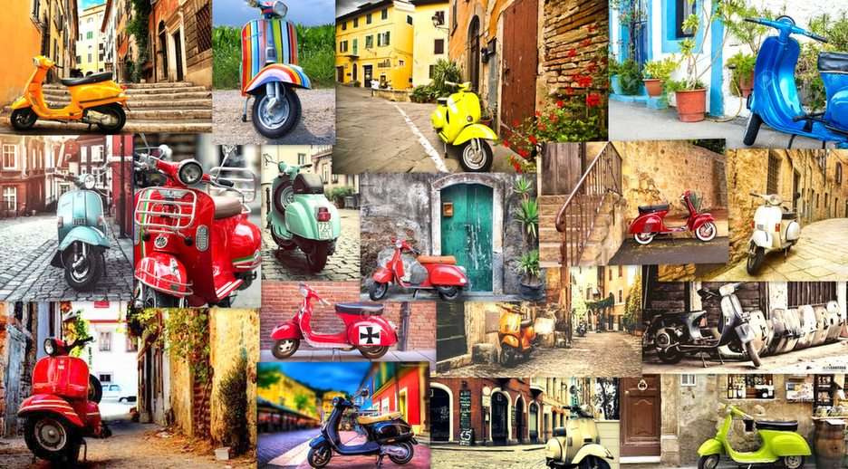 wszechobecne włoskie skutery puzzle ze zdjęcia