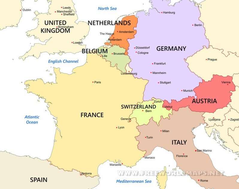 Zachodnia Europa puzzle ze zdjęcia