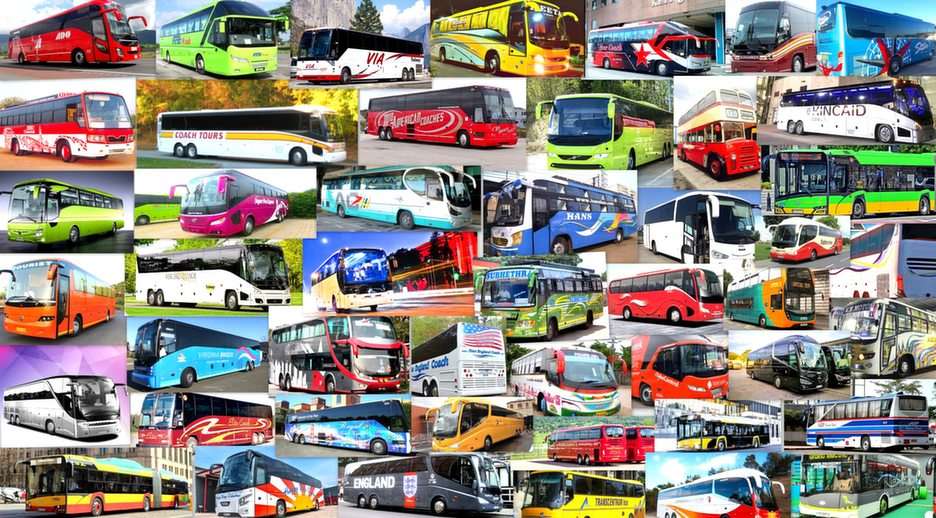 kolorowe autokary puzzle online ze zdjęcia
