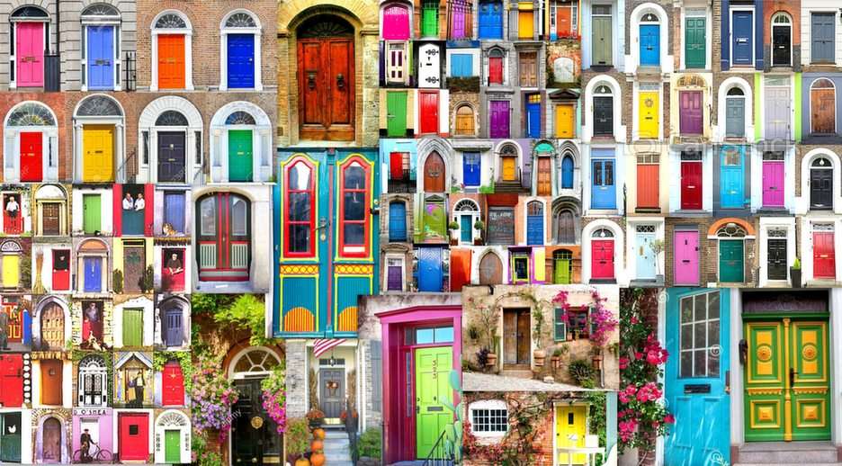 kolorowe drzwi puzzle online ze zdjęcia
