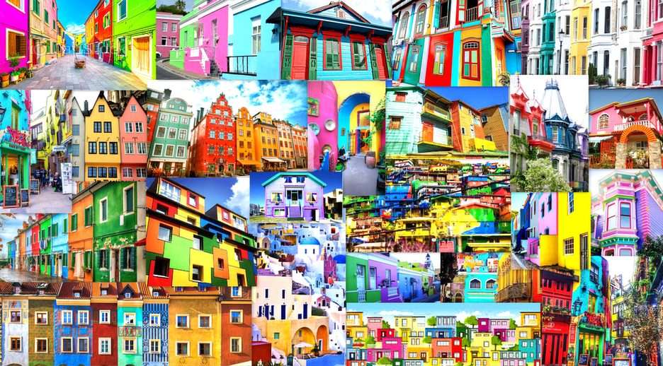 kolorowe domy puzzle online