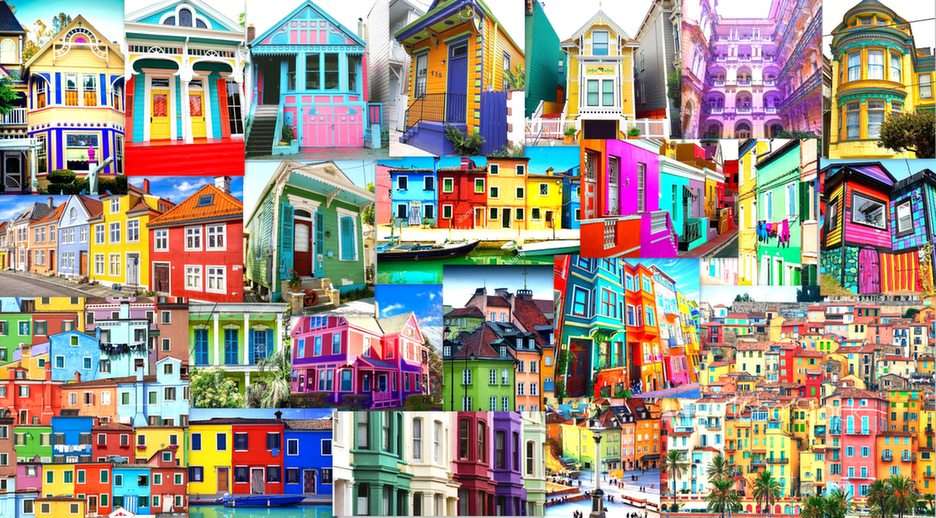 kolorowe domy puzzle online ze zdjęcia