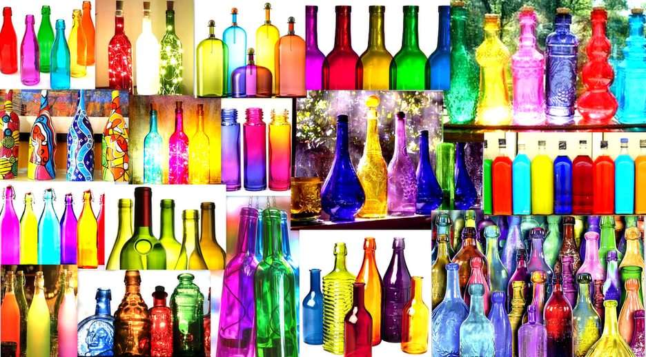kolorowe butelki puzzle ze zdjęcia