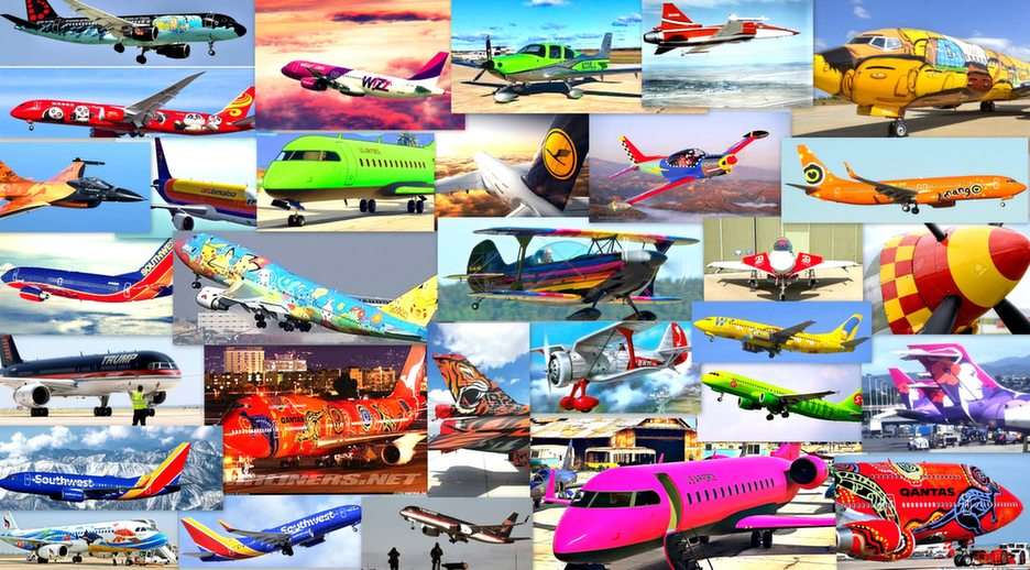 kolorowe samoloty puzzle online ze zdjęcia