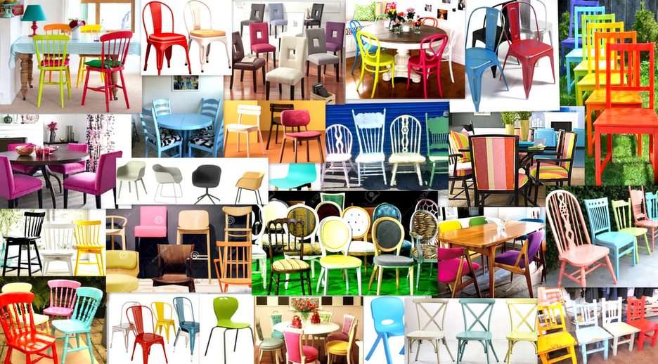 kolorowe krzesła puzzle online ze zdjęcia