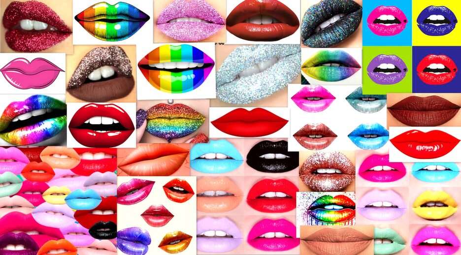 kolorowe usta puzzle online ze zdjęcia