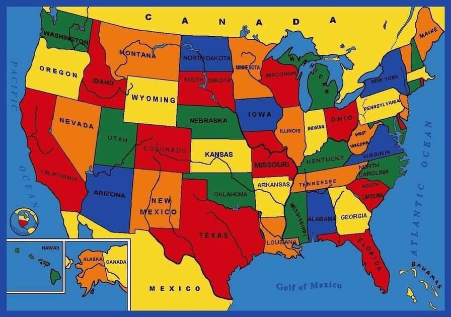 Mapa USA i Kanady puzzle online ze zdjęcia