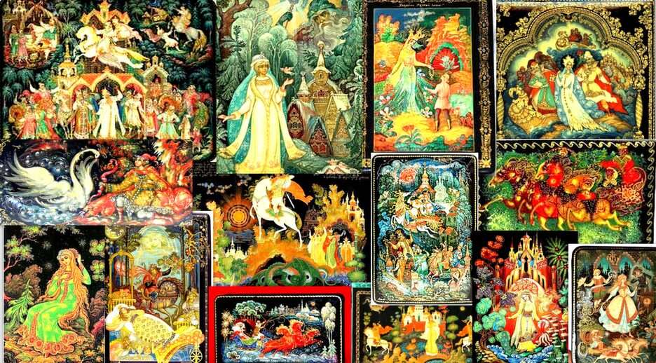 rosyjskie malarstwo na desce z laki puzzle ze zdjęcia