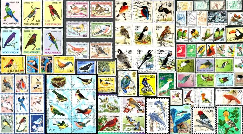 znaczki-ptaki puzzle online ze zdjęcia