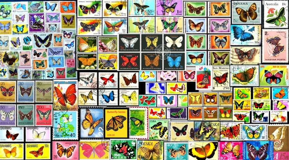 znaczki-motyle puzzle online