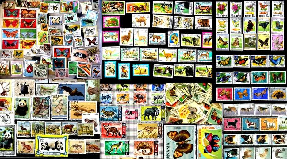 znaczki-zwierzęta puzzle