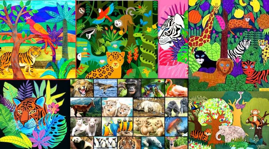collage ze zwierzętami puzzle