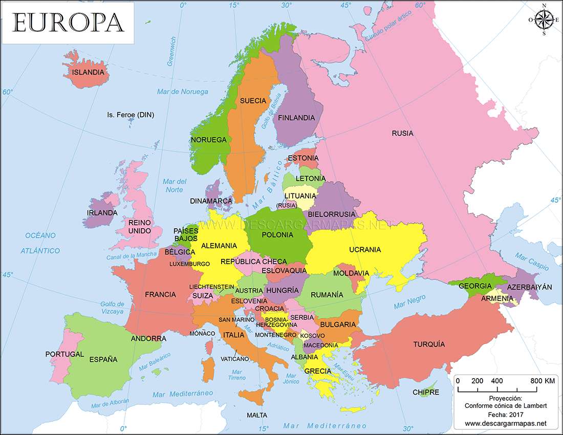 mapa europy puzzle online