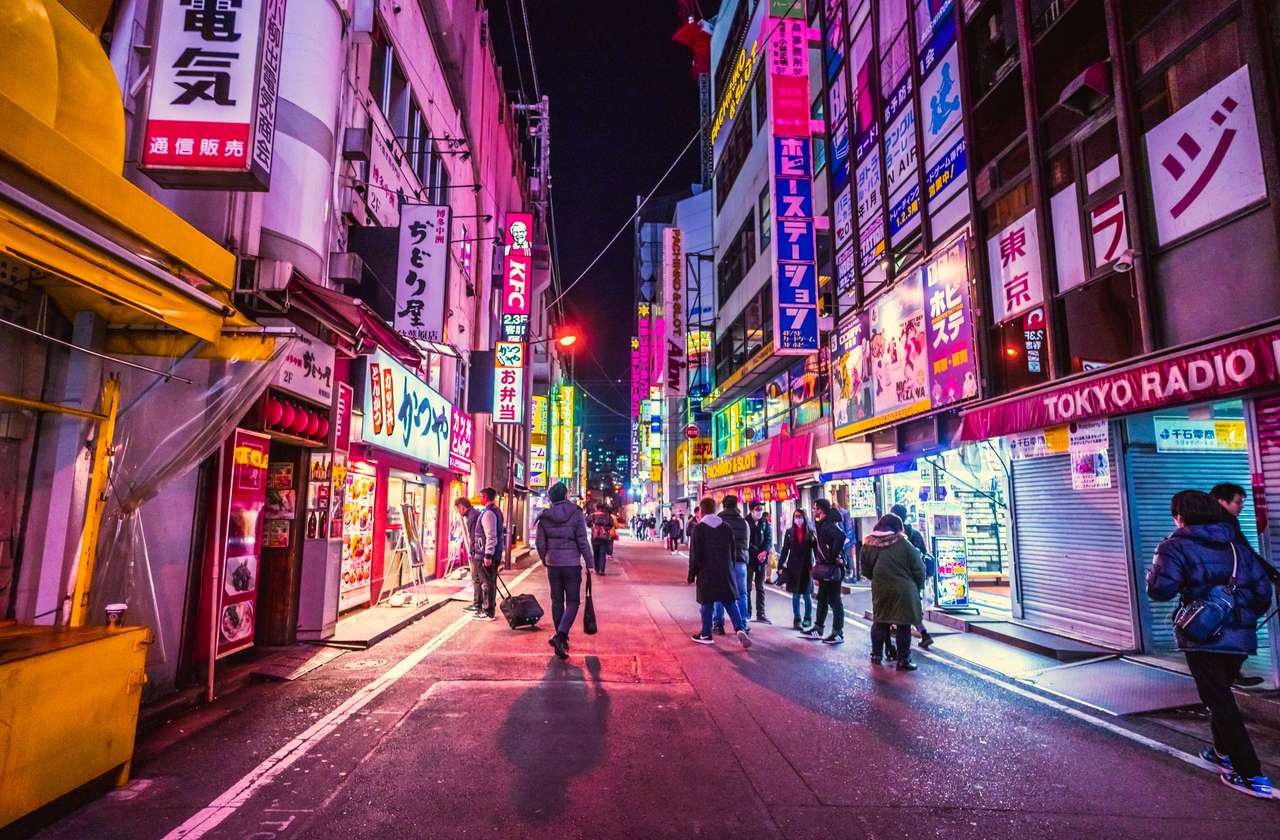 japonia city night street puzzle online ze zdjęcia