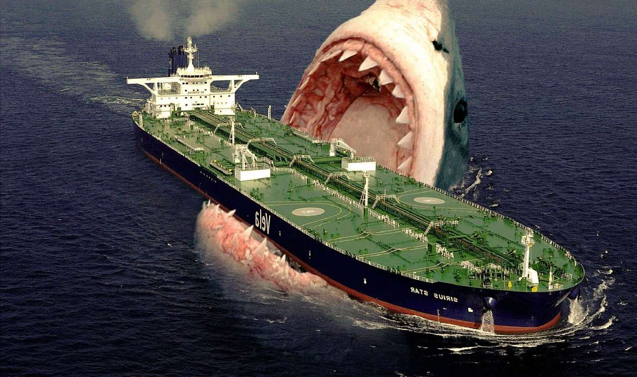Rekin jedzący łódź puzzle online ze zdjęcia