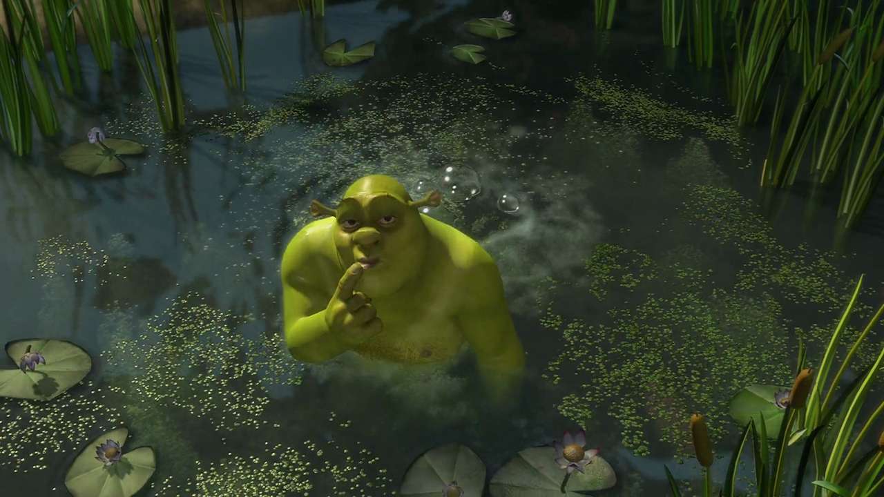 Shrek w wannie puzzle online ze zdjęcia