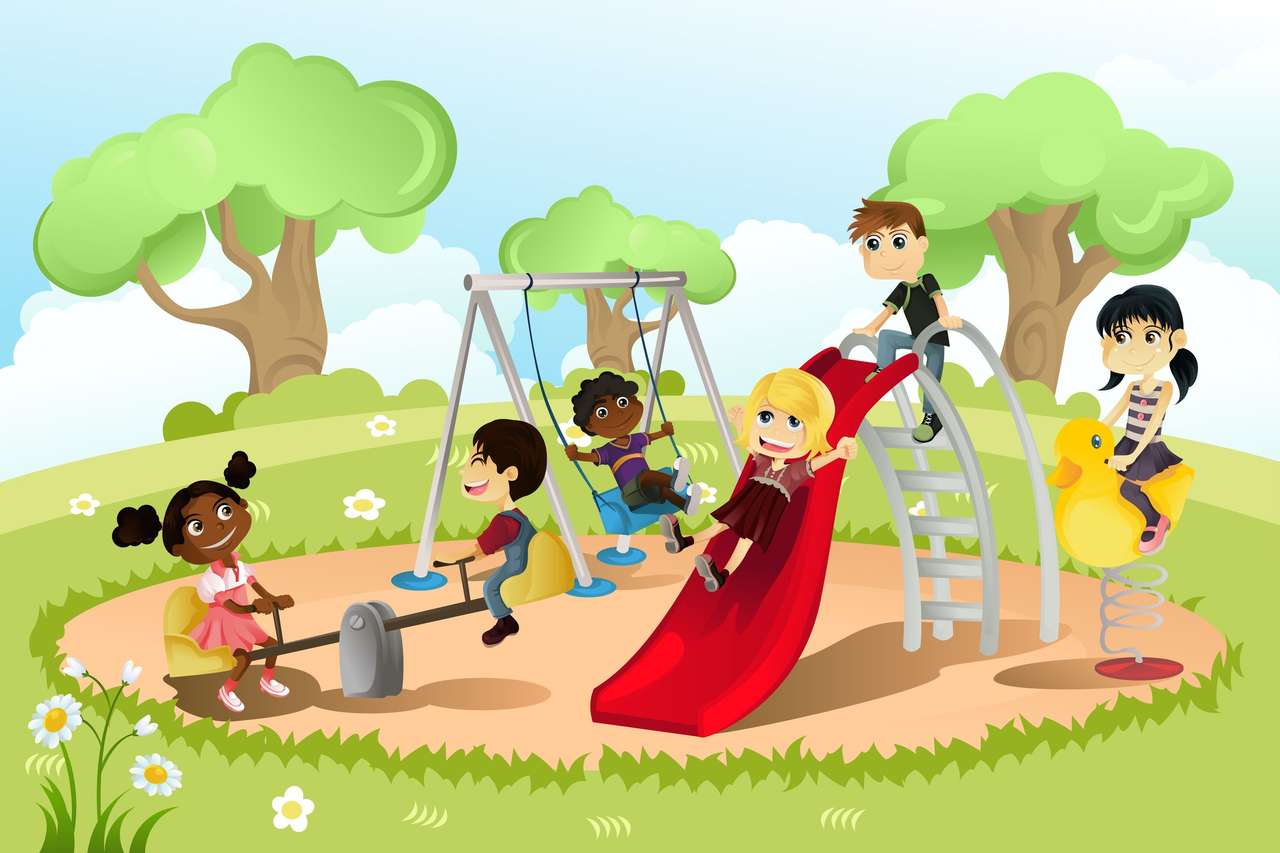 Dzieci na placu zabaw puzzle online ze zdjęcia