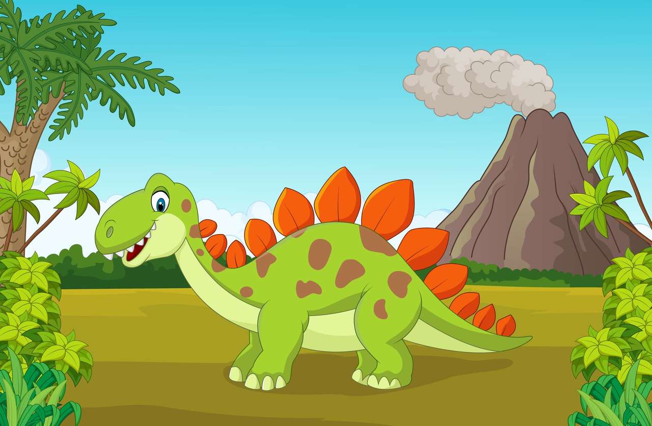 Słodki kreskówkowy dinozaur puzzle