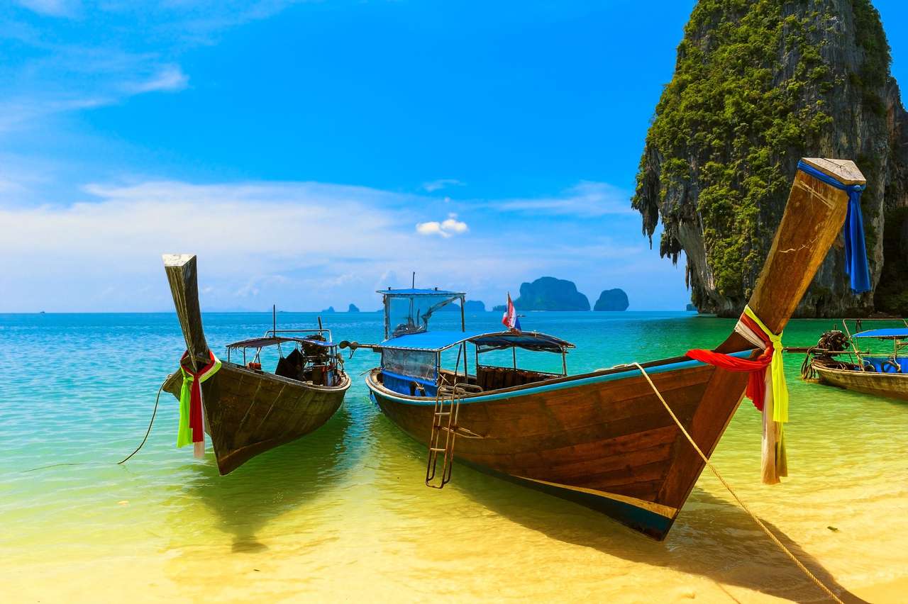 Łódki w tropikach puzzle online ze zdjęcia