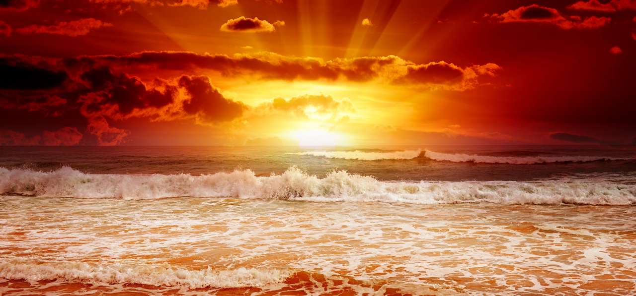 Zachód słońca nad morzem puzzle online ze zdjęcia