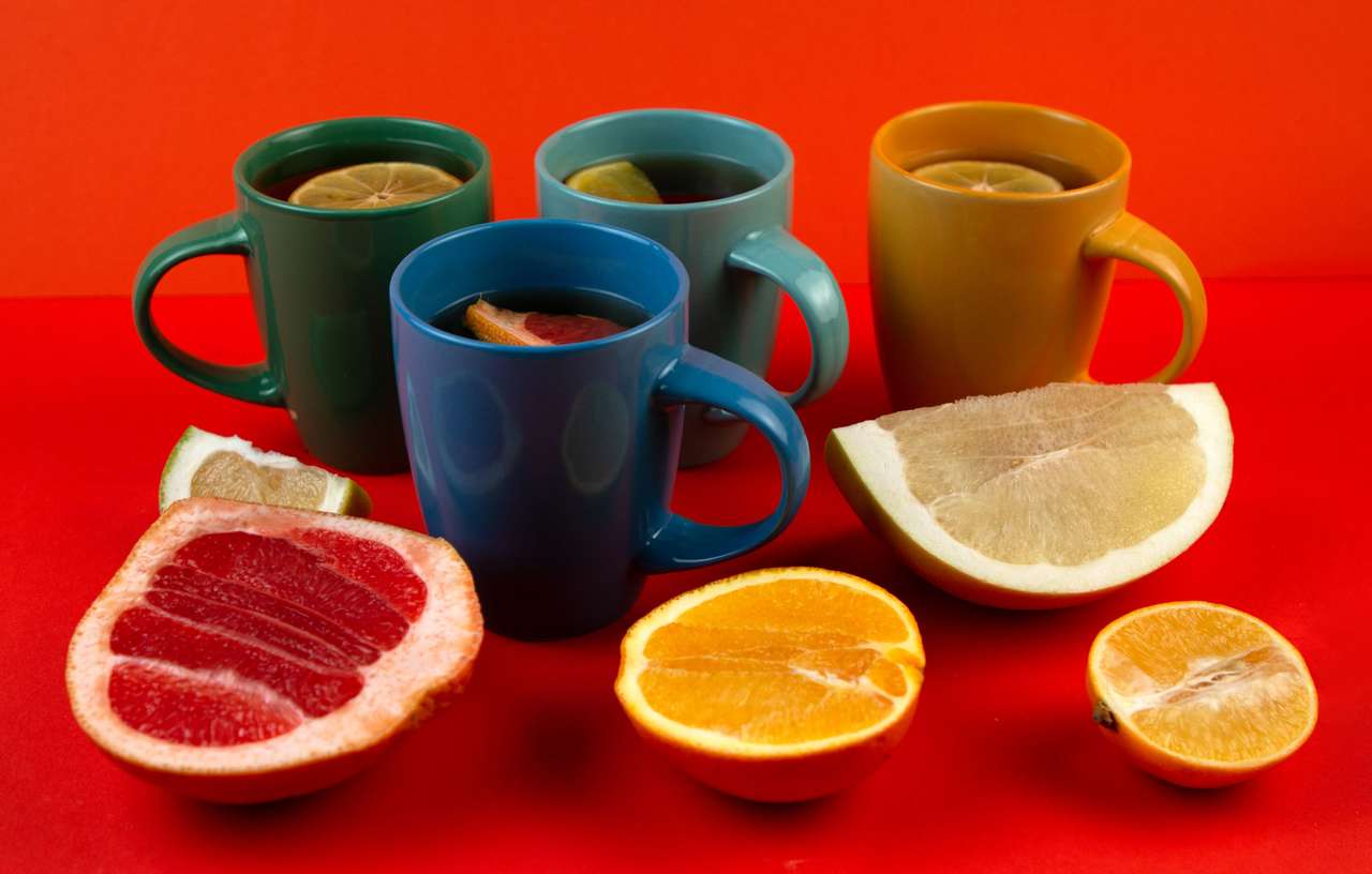 Kolorowe herbaty z owocami puzzle online