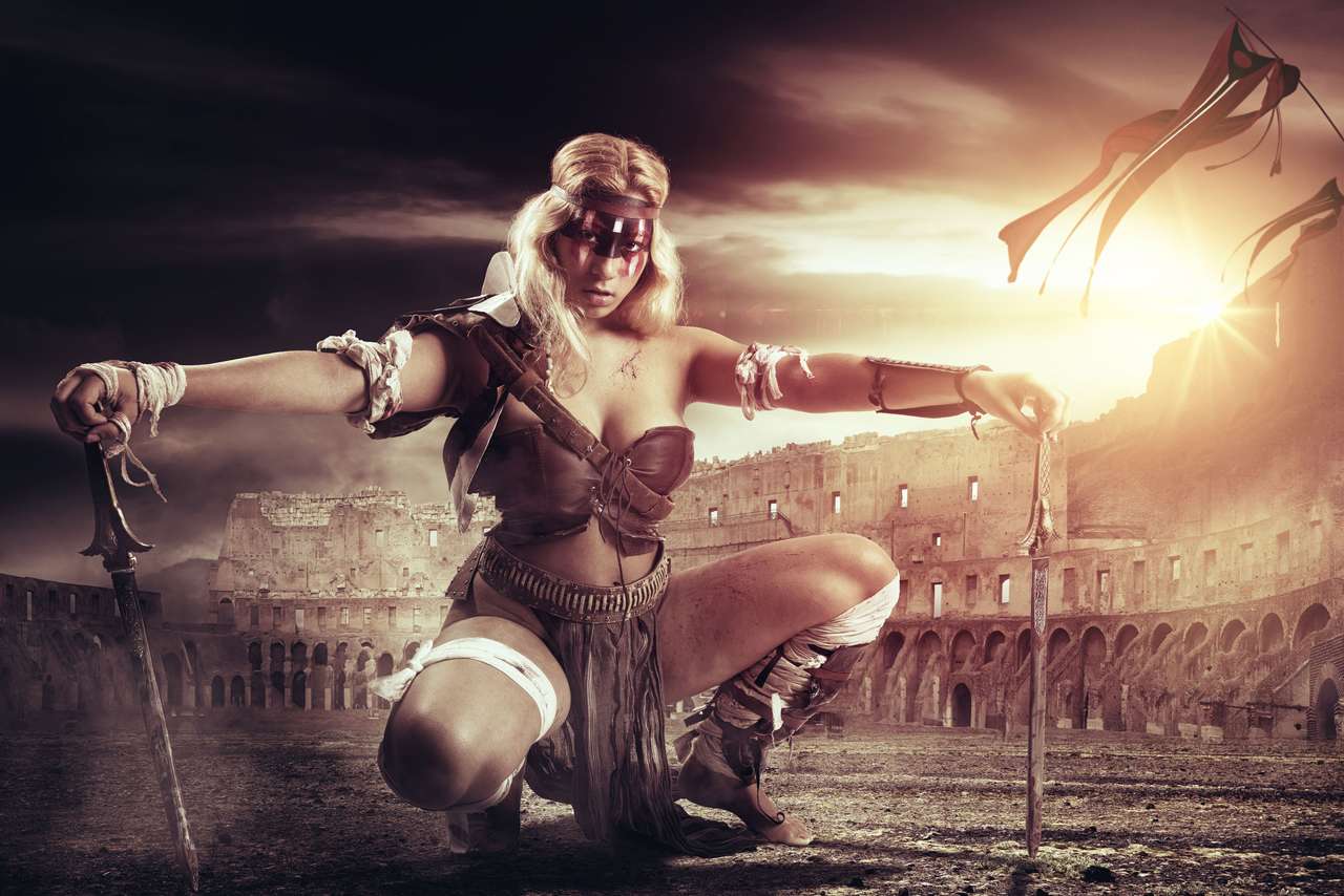 Kobieta Gladiator puzzle ze zdjęcia