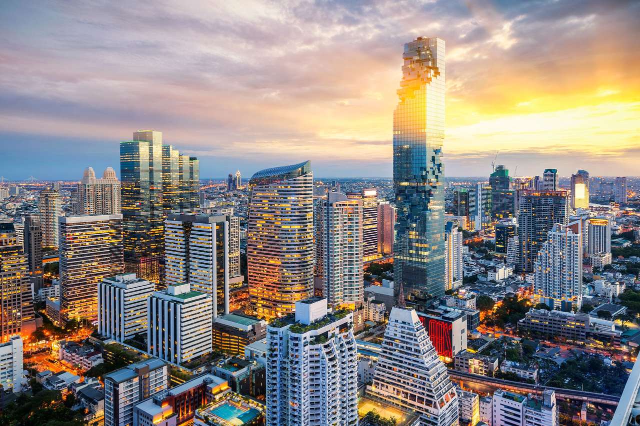Miasto Bangkok o zachodzie słońca puzzle online