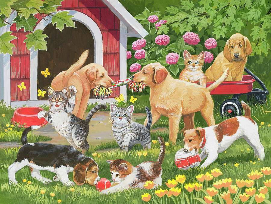 Spring-and-kittens-Spring-and-Summer-Theme-Willia puzzle online ze zdjęcia