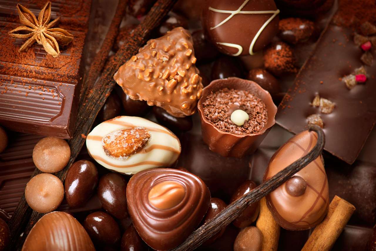 Słodycze czekoladowe praliny puzzle ze zdjęcia