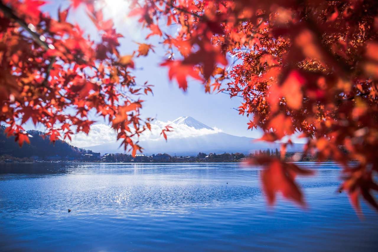Jezioro Kawaguchiko i Mount Fuji puzzle online ze zdjęcia