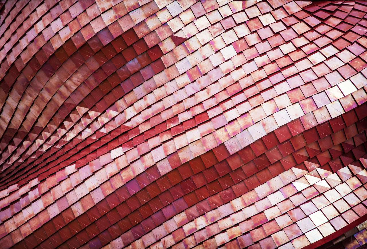 Futurystyczny czerwony dach pawilonu wystawowego puzzle online