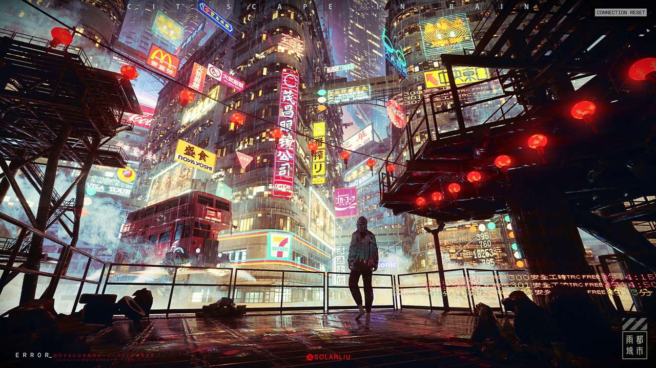 Neonowe światła miasta. puzzle online