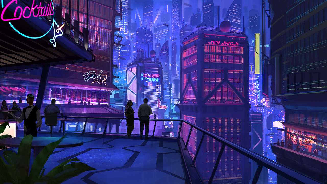 Nocne Neon City. puzzle ze zdjęcia