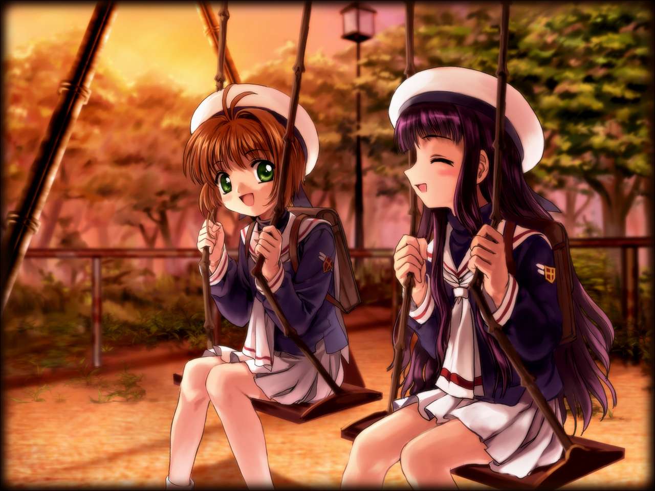 Sakura i Tomoyo. puzzle online ze zdjęcia