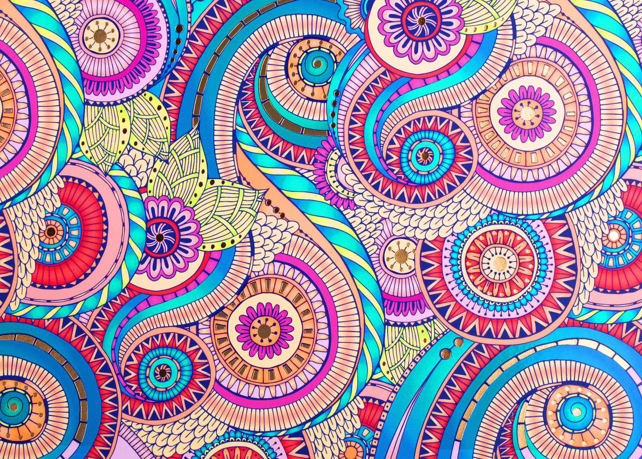 Tekstura kolorowy ornament na papierze puzzle online