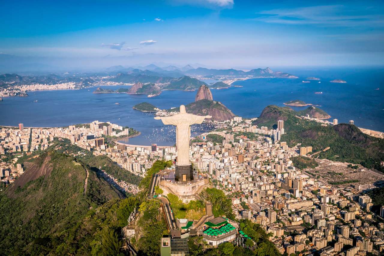 Widok z lotu ptaka Chrystusa, Symbol Rio de Janeiro, Brazylia puzzle online ze zdjęcia