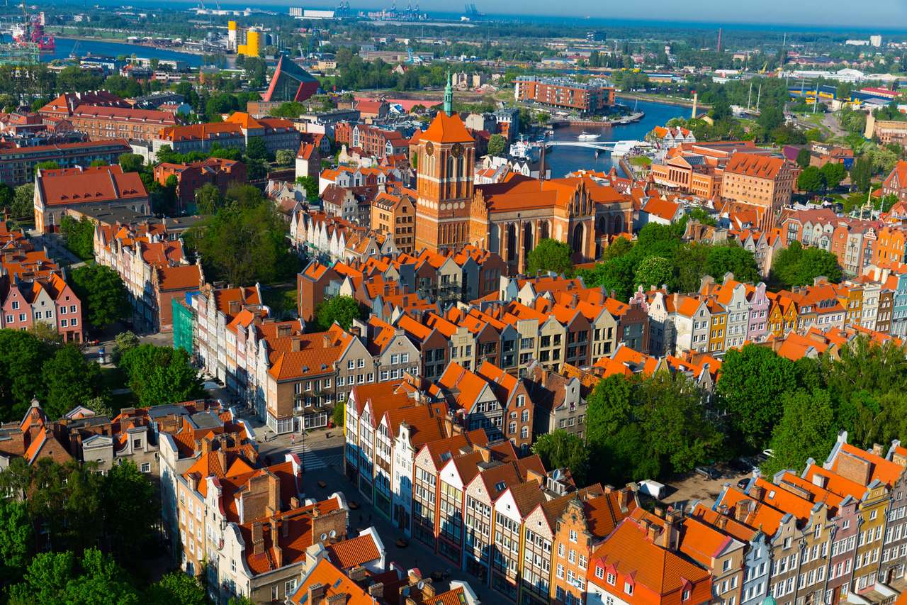 Widok z lotu ptaka lata pejzaż miejski Gdańsk puzzle online