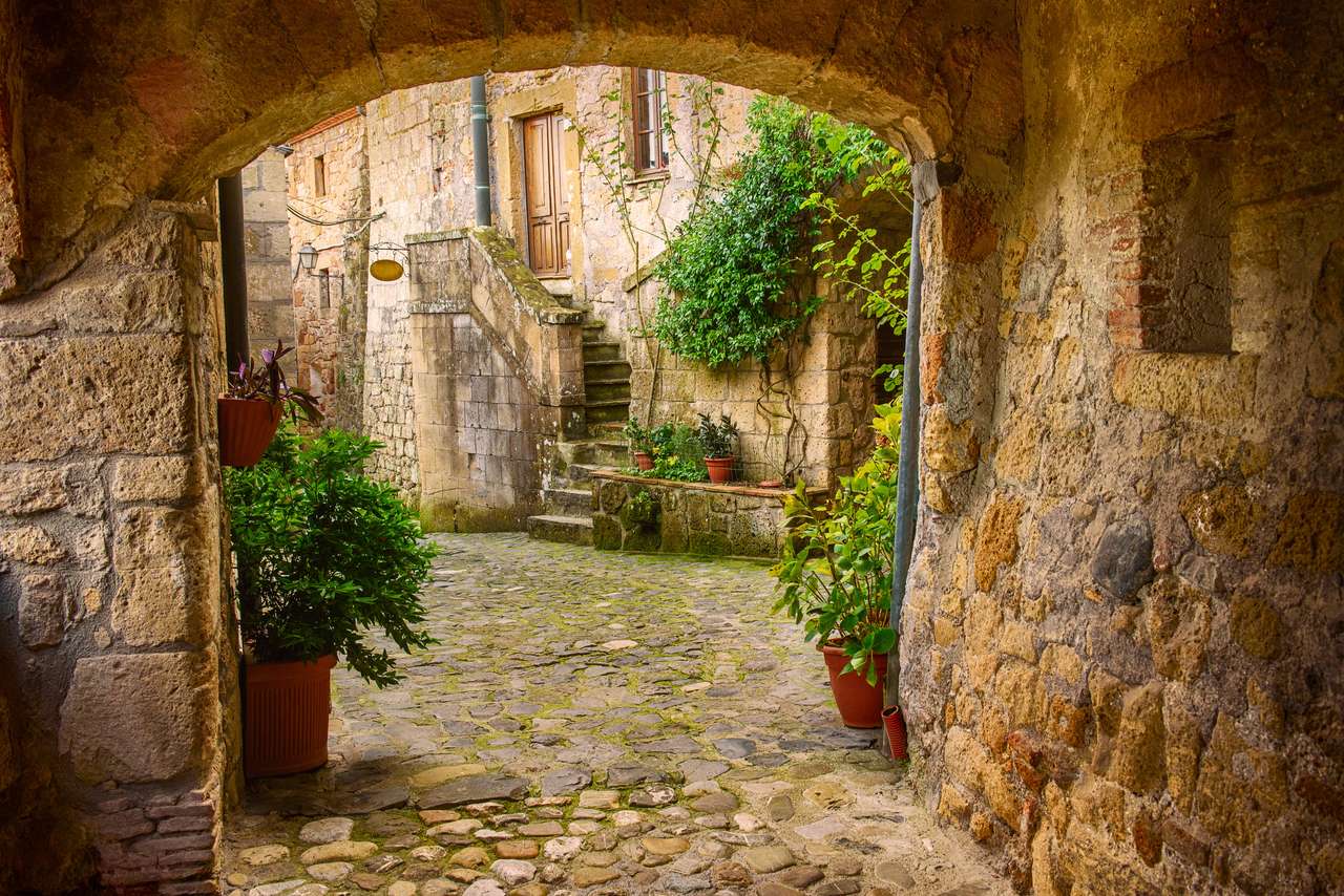 Wąska ulica średniowiecznego miasta Sorano puzzle online