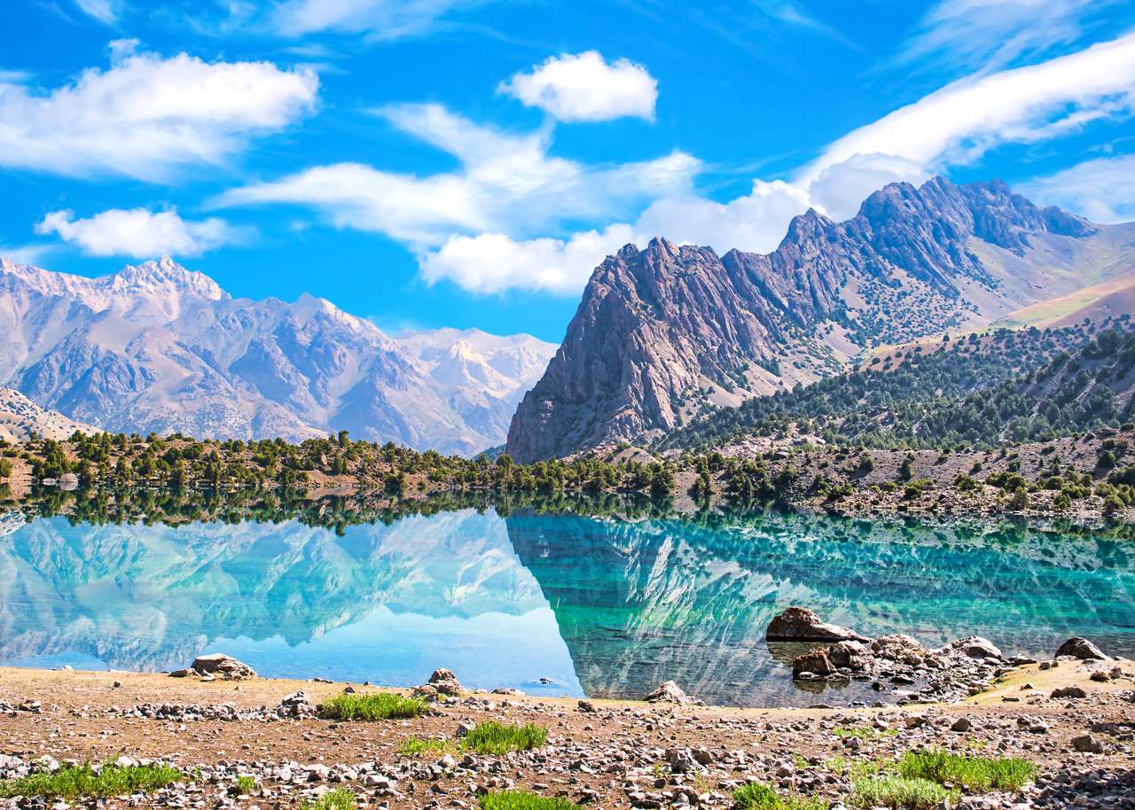 Jezioro Alaudin z turkusową wodą puzzle online ze zdjęcia