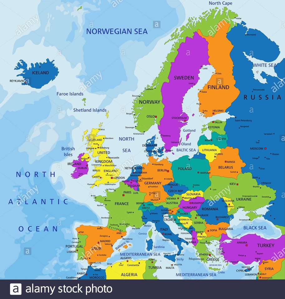 Mapa polityczna Europy. puzzle online