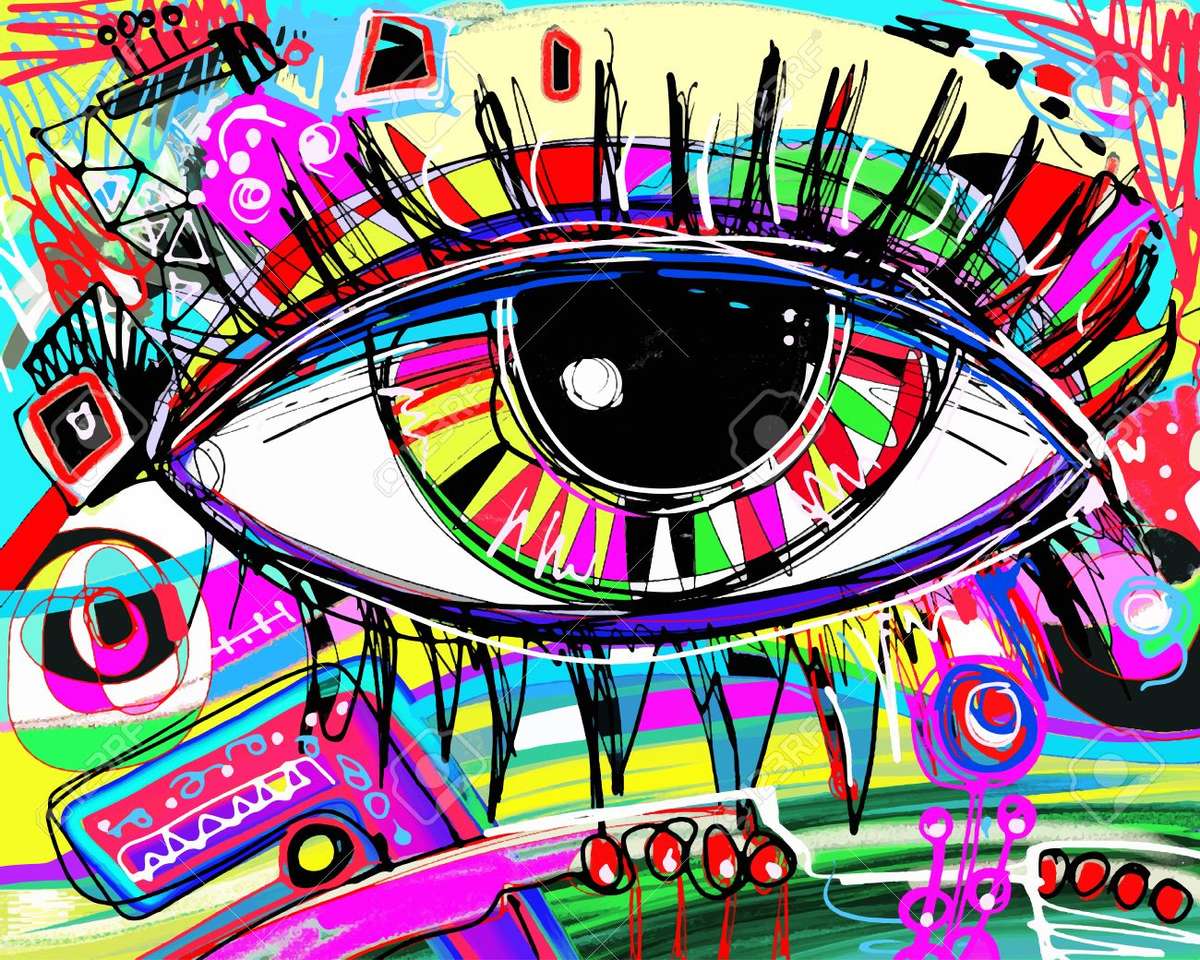 Sztuka współczesna: kolorowe oko :) puzzle online