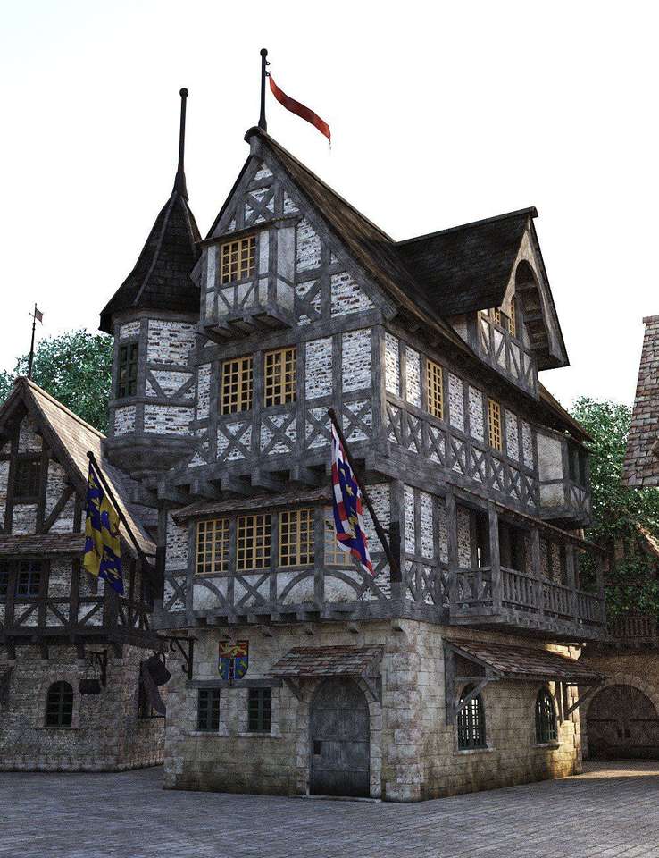 Medieval house digital reconstruction puzzle online ze zdjęcia