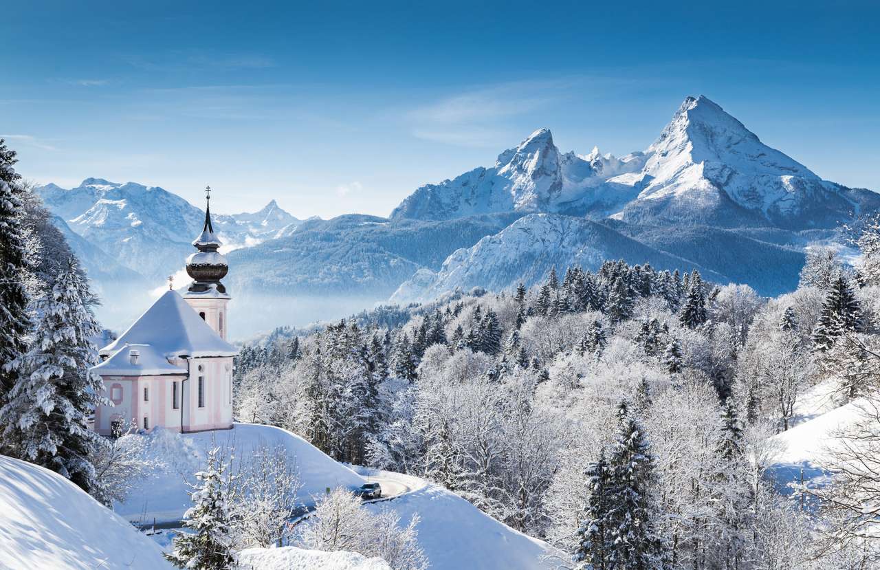 Winter Wonderland sceneria w Alpach Bawarskich puzzle online