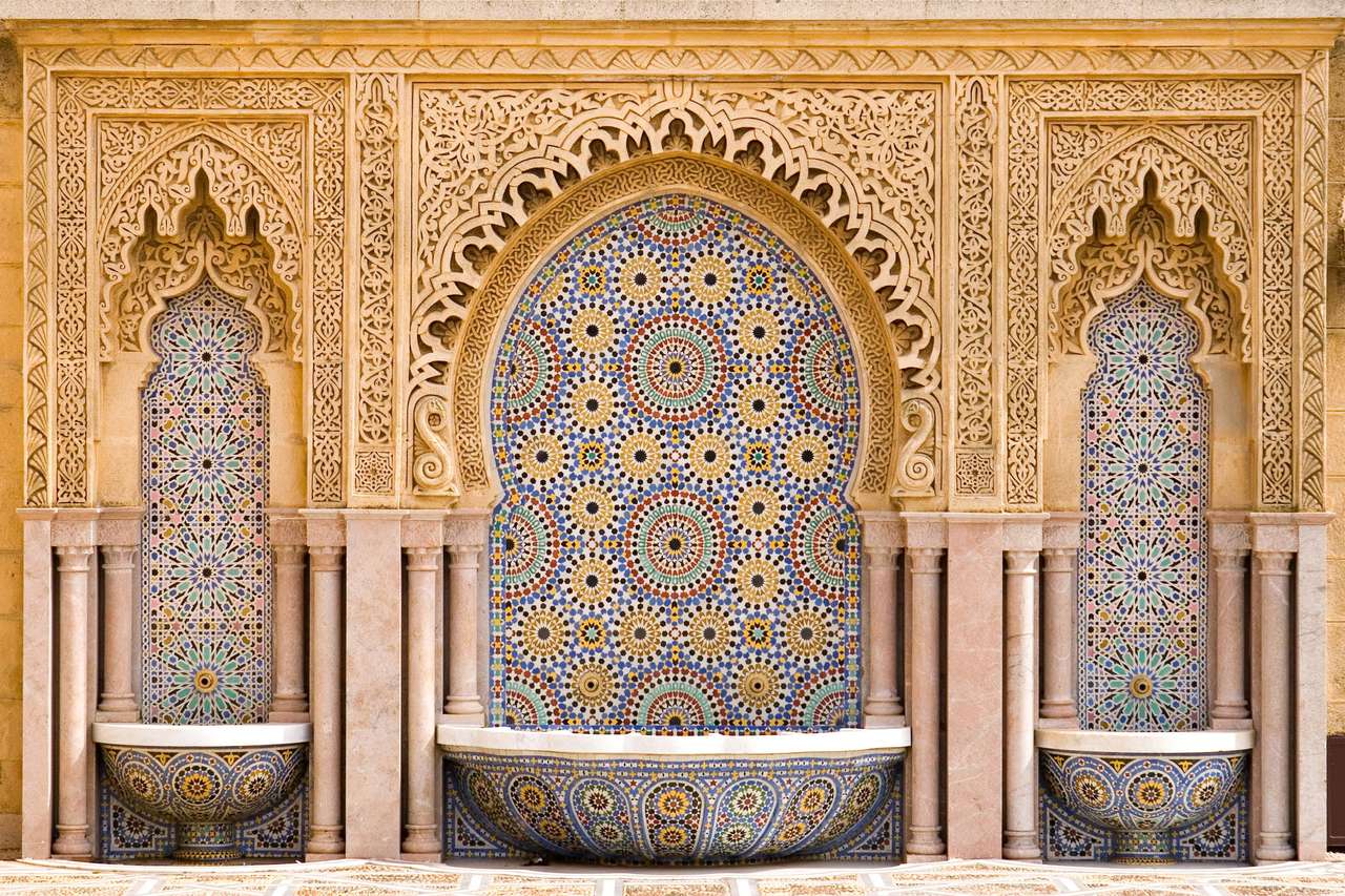 kafelkowa fontanna w mieście Rabat puzzle online ze zdjęcia