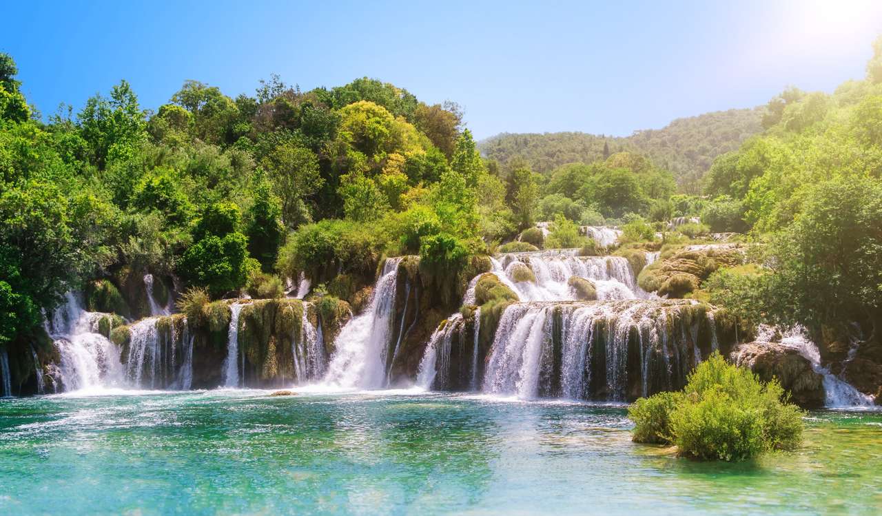 Wodospady w Parku Narodowym Krka w Chorwacji puzzle online