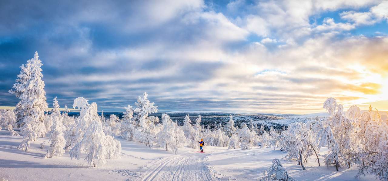 zimowa sceneria w Skandynawii puzzle online ze zdjęcia