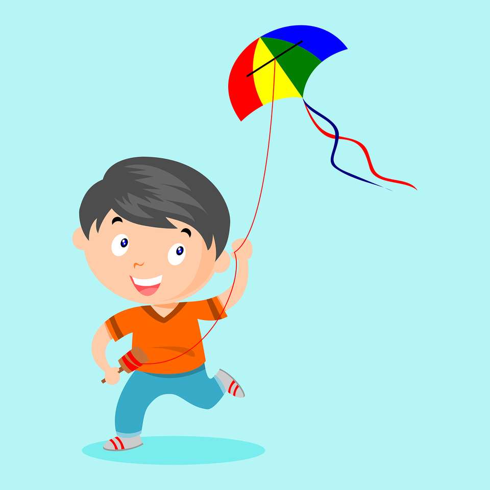 Chłopiec latający latawiec puzzle online ze zdjęcia