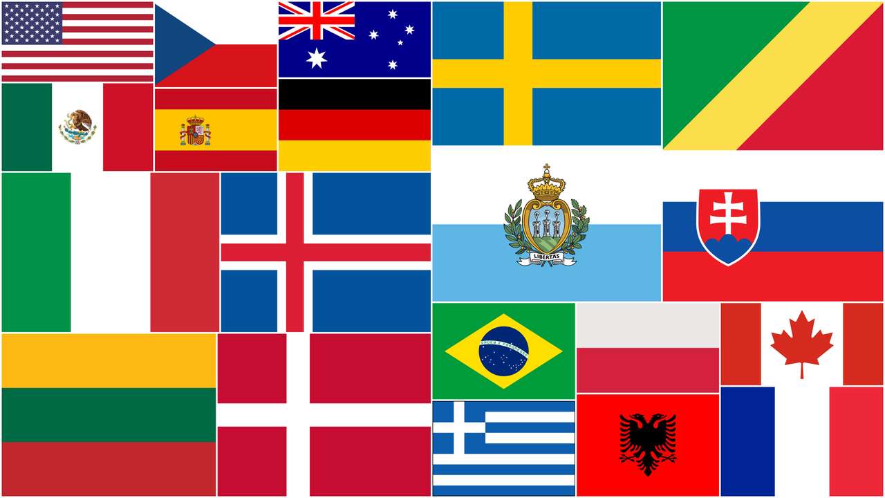Flagi państwowe puzzle ze zdjęcia