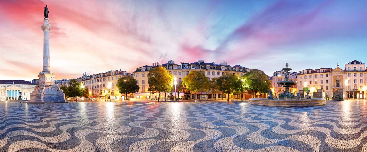Panorama Lizbony na placu Rossio, Portugalia puzzle online ze zdjęcia